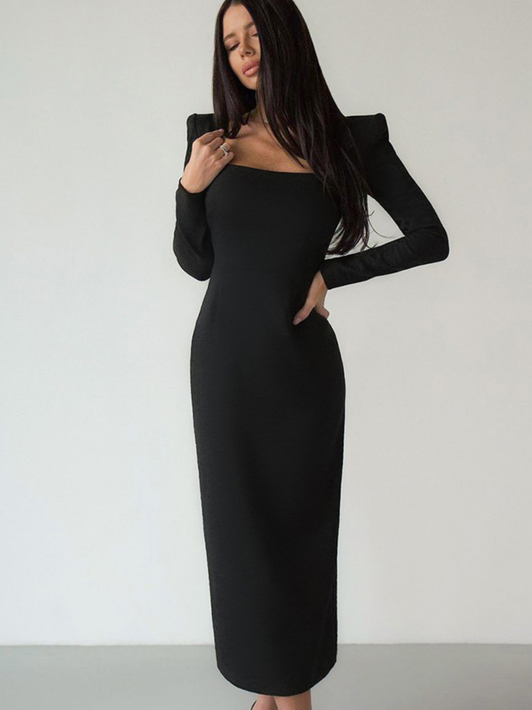 black maxi longsleeve dress