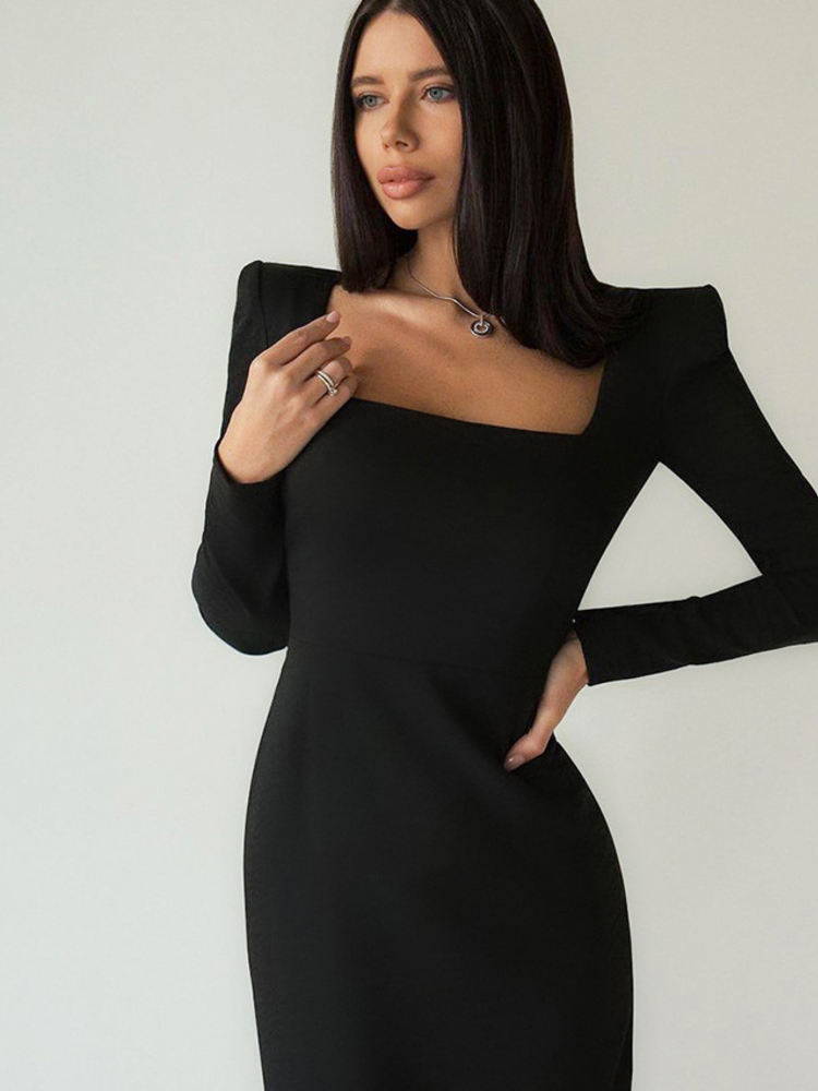 black maxi longsleeve dress