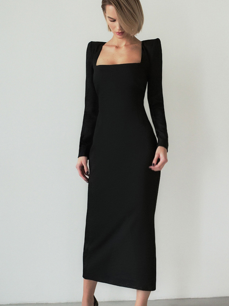 black maxi longsleeve dress