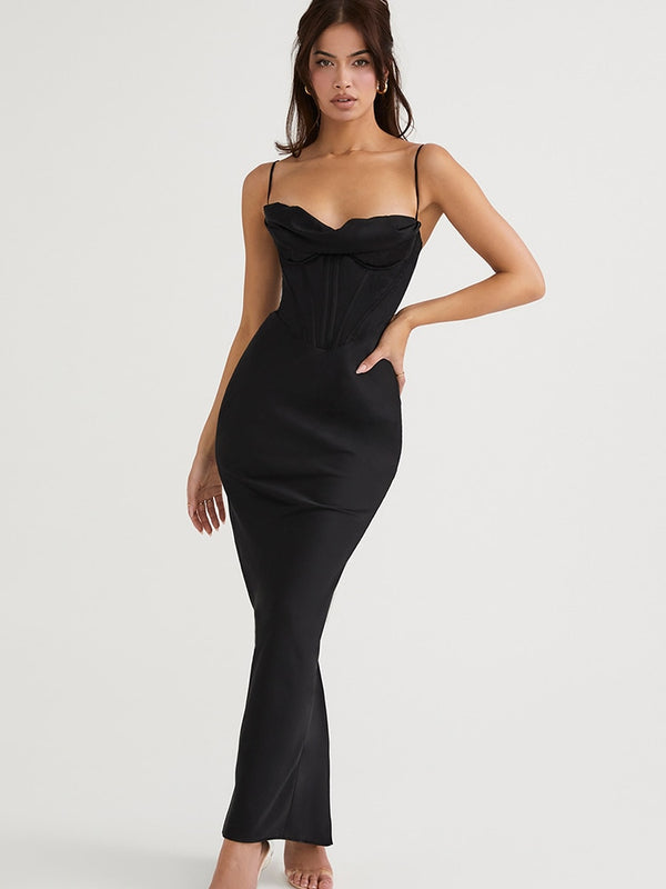 black satin maxi dress