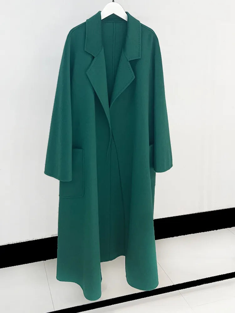 green teal wool coat