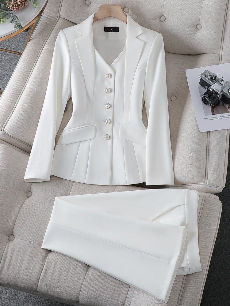 white two-piece suit