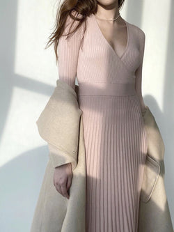 light pink midi knitted dress