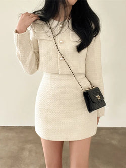 beige two-piece suit