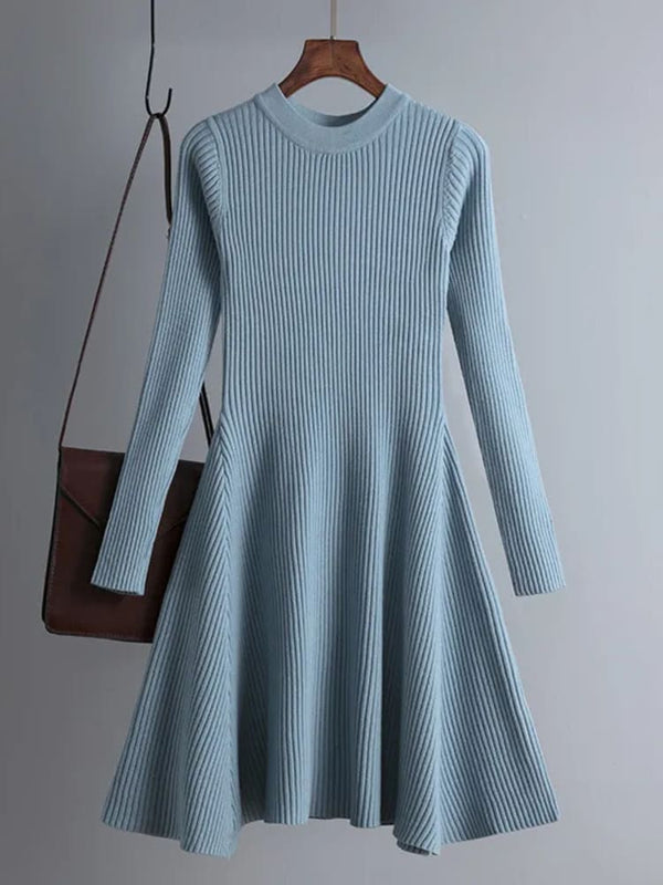 light blue ribbed knitted dress