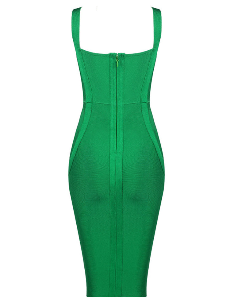 green bandage dress