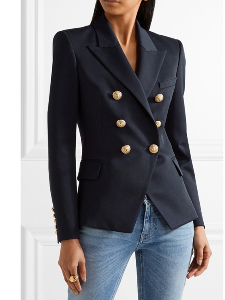 blu navy double-breasted blazer