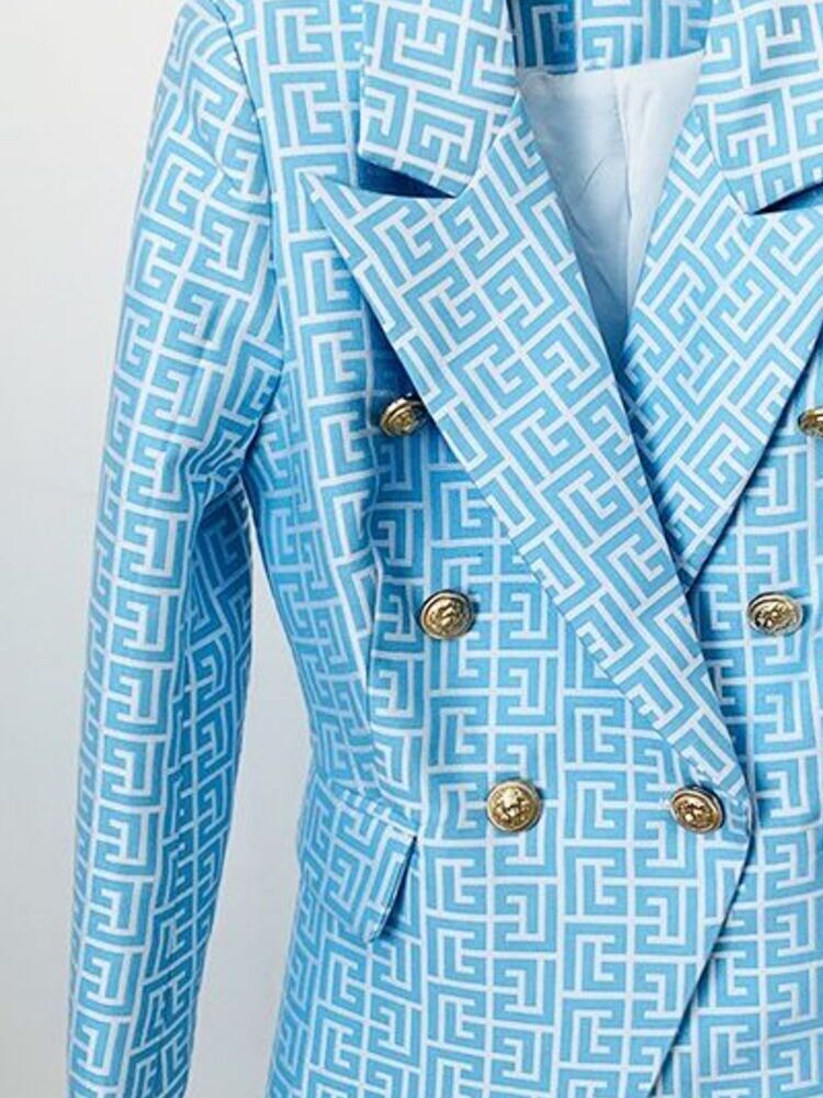 blue geometric blazer