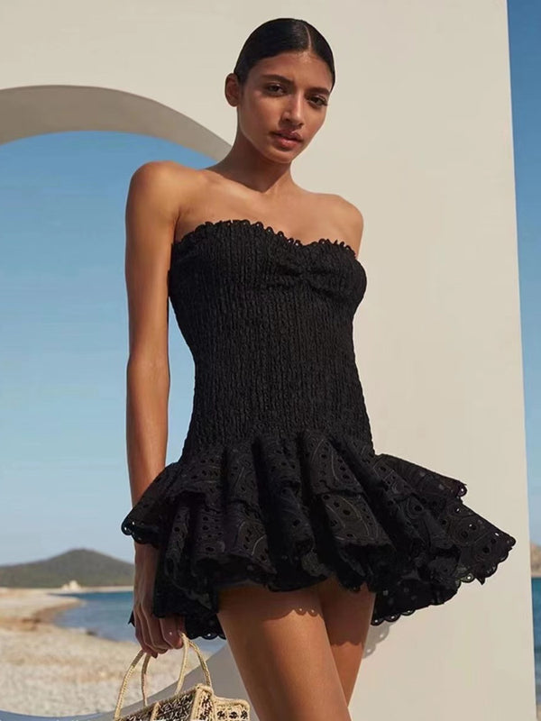 black ruffled summer dress