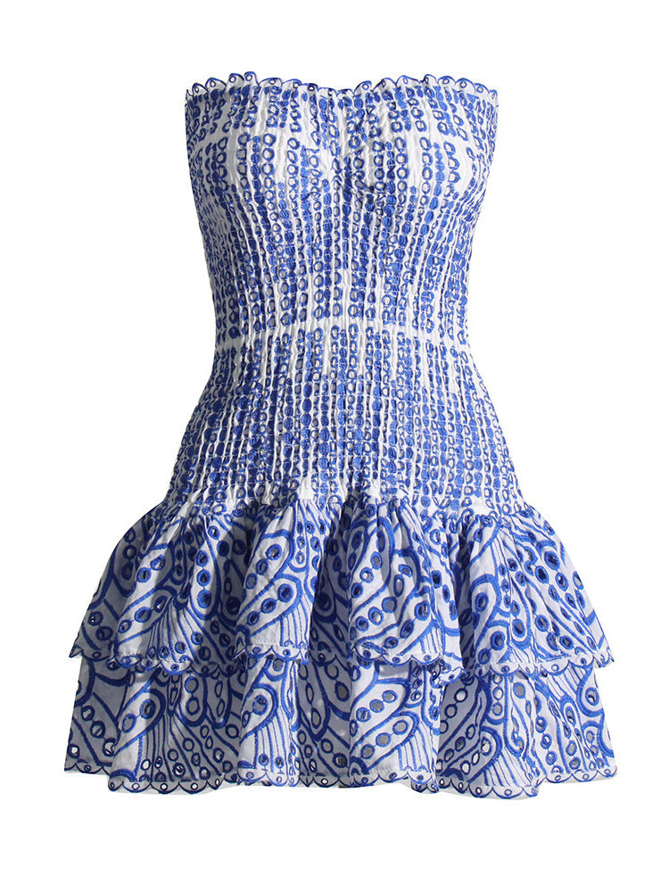 blue ruffled summer dress