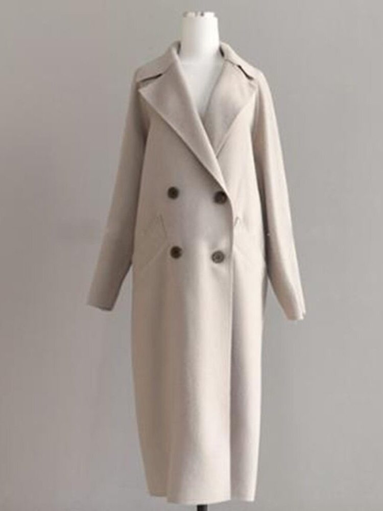 beige double-breasted coat