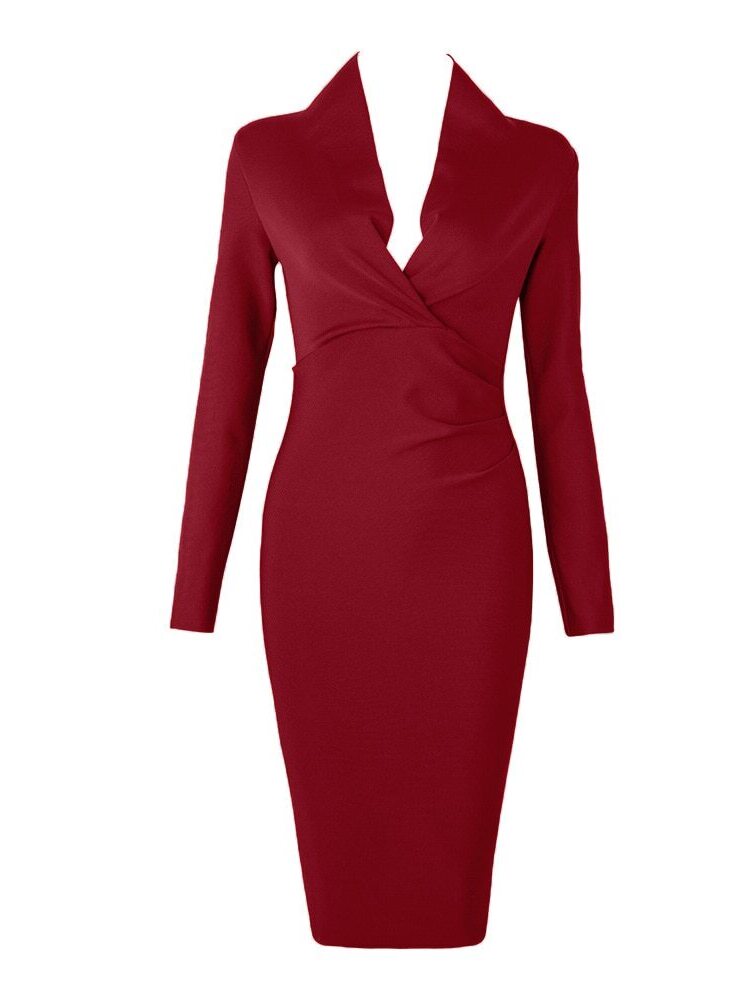 burgundy deep v-neck dress