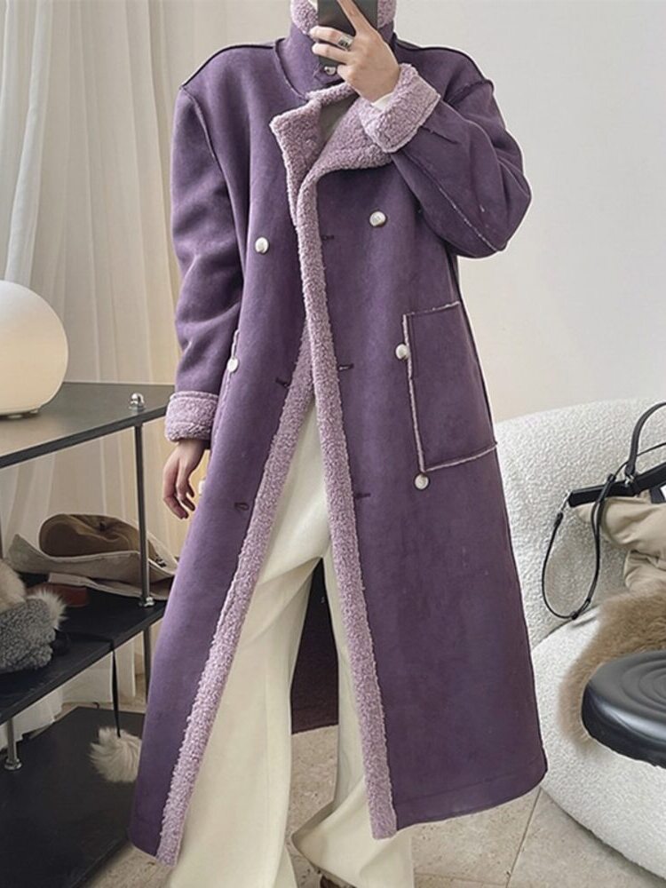 purple faux fur coat