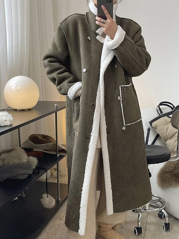 olive green faux fur coat