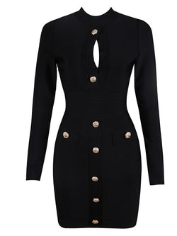 black bodycon cot-out detail dress