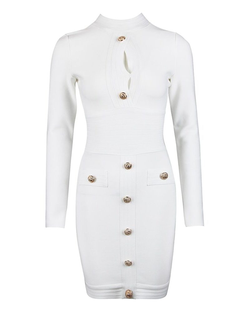 white bodycon cot-out detail dress