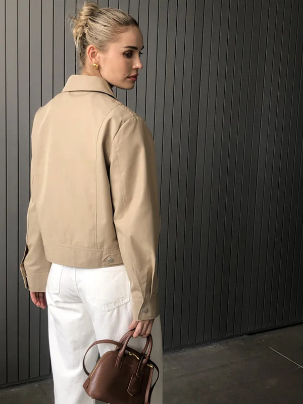 beige cropped jacket