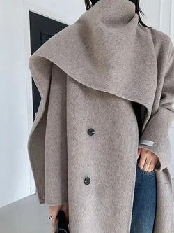 beige scarf detail coat